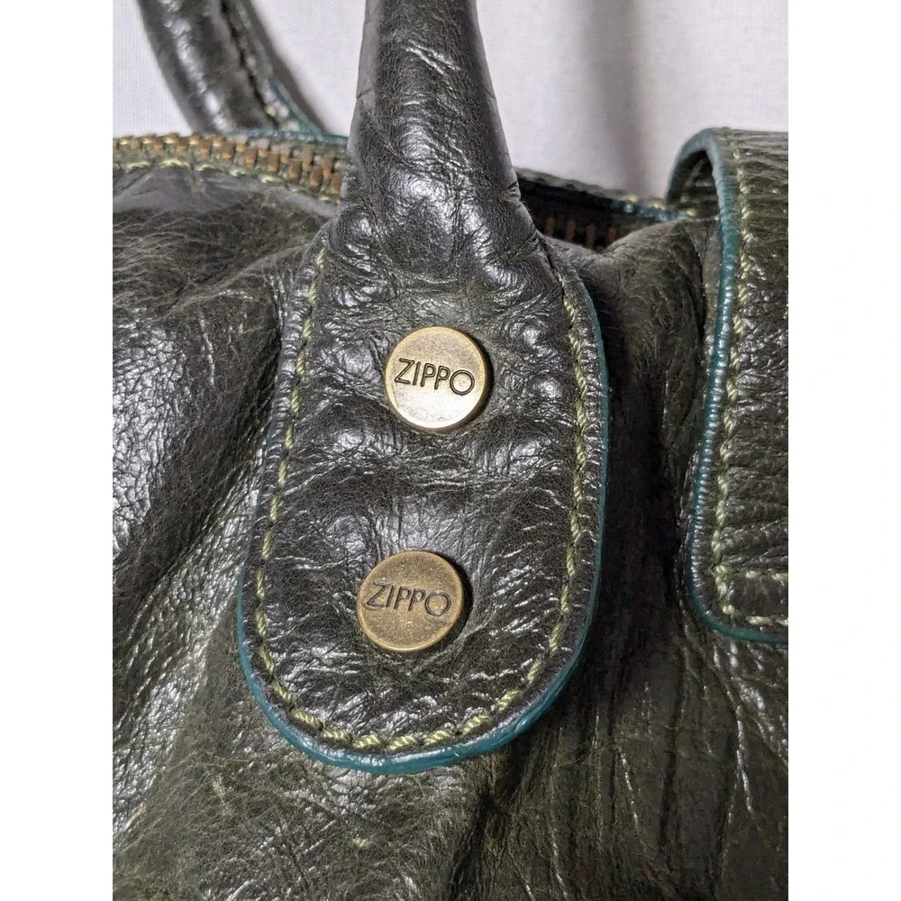 VTG ZIPPO Women Green Leather Shoulder‎ Bag
